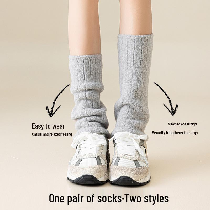 Women's Autumn & Winter Wool Leg Warmers - Slimming Japanese Style Y2K Calf Socks, Cold-Proof & Versatile