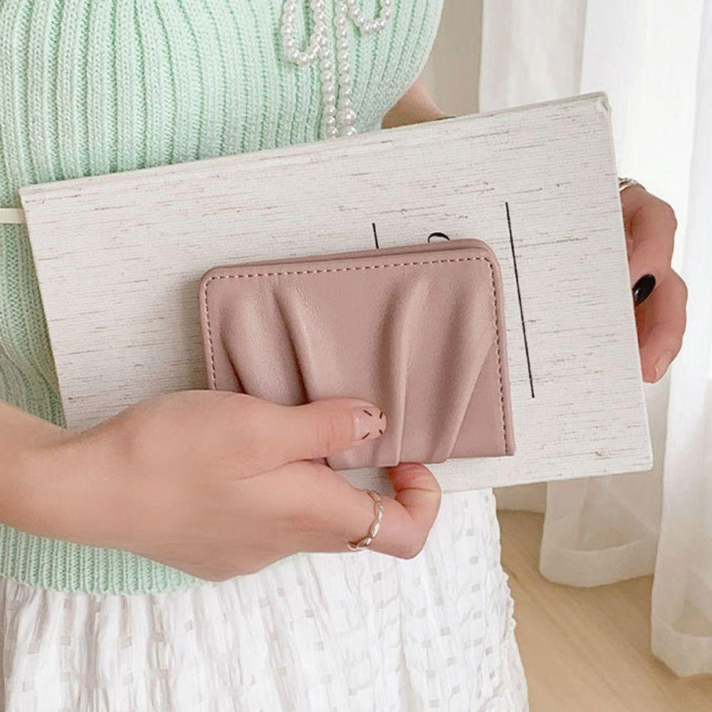 Korean Style Foldable Wallet Elegant Wrinkled Card Holder Portable Mini Coin Purse  Shopping