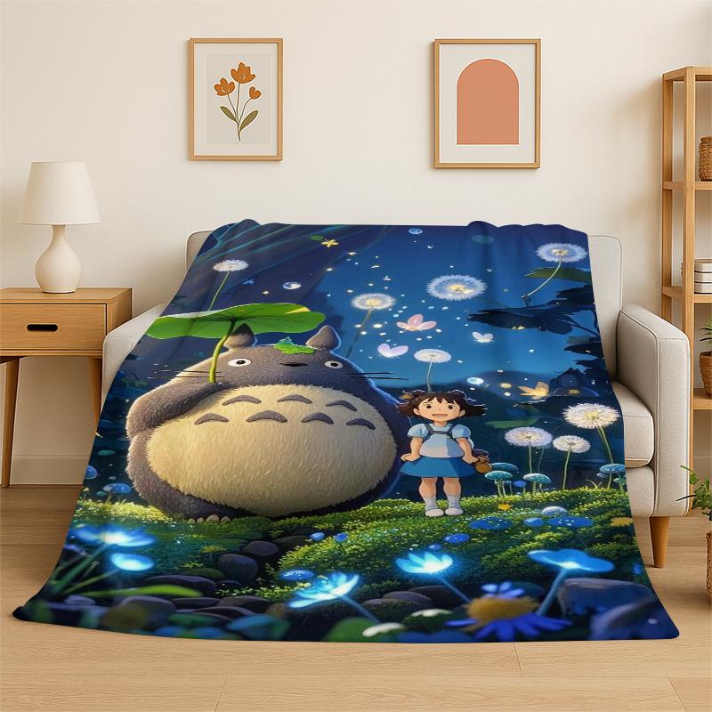 Klassische T-Totoro Cartoon Niedliche Flanelldecke Weiche Warme Überwurfdecke für Schlafzimmer Wohnzimmer Bett Reisen Camping Picknick Kind