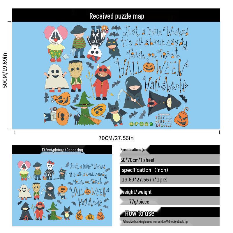 2025 Halloween Scary Skeleton & Red Eye Wall Sticker for Haunted House Décor