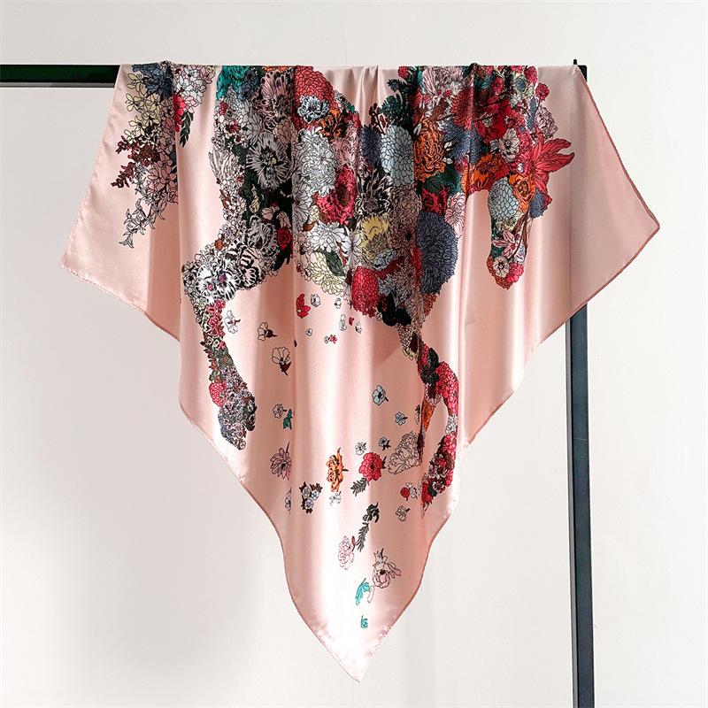 90*90cm Square Silk Scarves Women Shawl Print Hijab Female Luxury Brand Square Lady Scarf Muffler Headband Foulard Bandanna