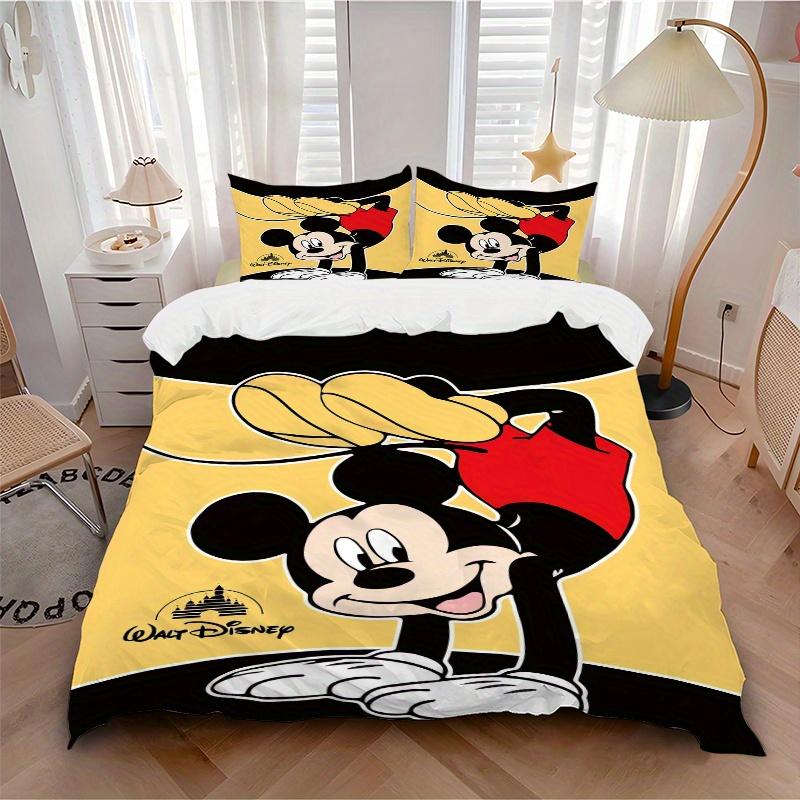 3pcs Mickey Mouse Upside Down Quilt Cover Set, Soft and Cozy Bedroom, Guest Room and Dorm Decorative Bedding 3-Piece Set 1 Quilt Cover + 2 P