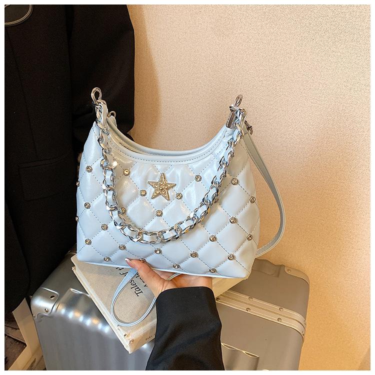 Bag Women's New Fashion Rhombus Chain Underarm Bag Niche Simple Shoulder Bag