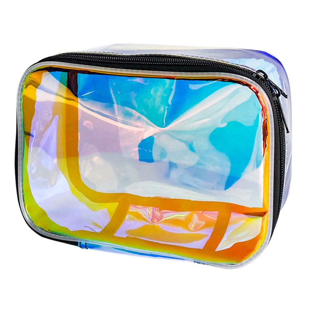 Wholesale Holographic Blue Waterproof Makeup Bags Fashion Printed Cosmetic Gift Zippered Toiletry Storage Pouch for Daily Use