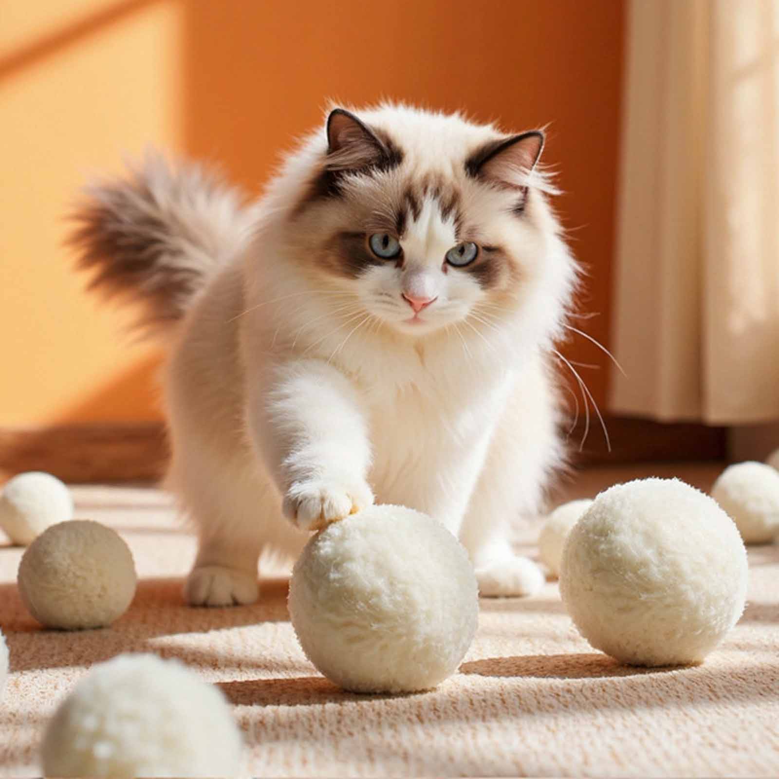 

Игрушки Грызунки для прорезывания зубов, Бесшумные шерстяные мячики, Саморазвлекающие для снятия скуки, Товары для животных для котят, Интерактивные жевательные мячики-прорезыватели S белый