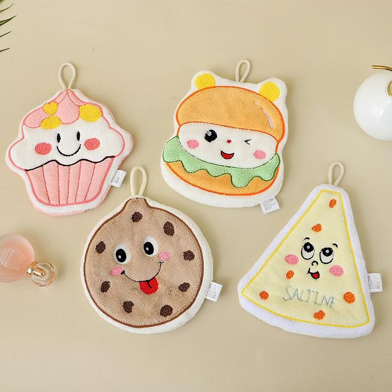 Cute Hand Towel Bread Biscuit Shape Cleaning Cloth Thicken Kitchen Cleaning Rag Soft Bathroom Wipe Towel Home Supplies