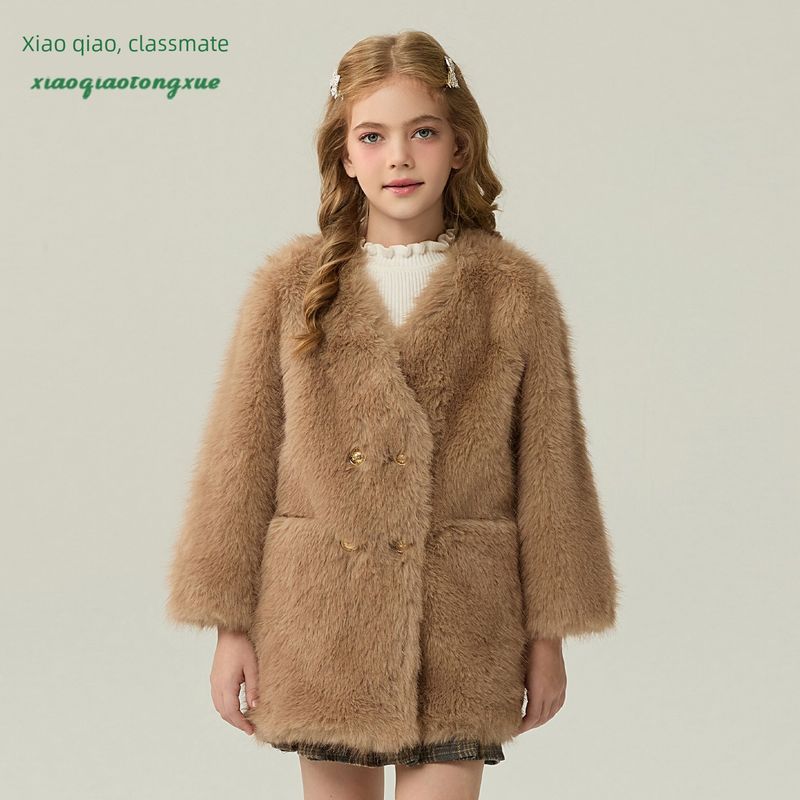 Children's Fur Outwear 2025 Autumn and Winter New Style Girls' Imitation Fox Fur Short Cardigan Little Girl's Fur Outwear