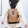 Women's Woven Soft Leather Backpack Large Capacity Color Contrast Multi-Purpose Travel Backpack