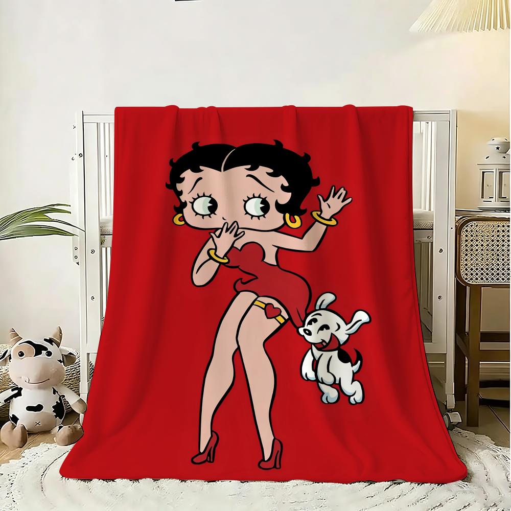 B-BeTTy-CuTe-Boop Throw Soft Flannel Throw Blanket, Lightweight Breathable Summer Nap Blanket For Sofa Home Travel Cozy Decor