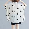 Black Vintage Polka Dot Print Blouse Women Lapel Short Sleeve Loose Casual Shirt Fashion Summer Clothes