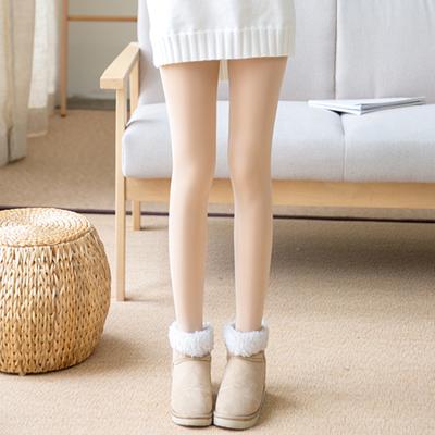 Leggings Meias-calças que deixam a coxa à mostra Meias-calças que penetram na pele Outono e Inverno Calças térmicas grossas de lã e cor de pele