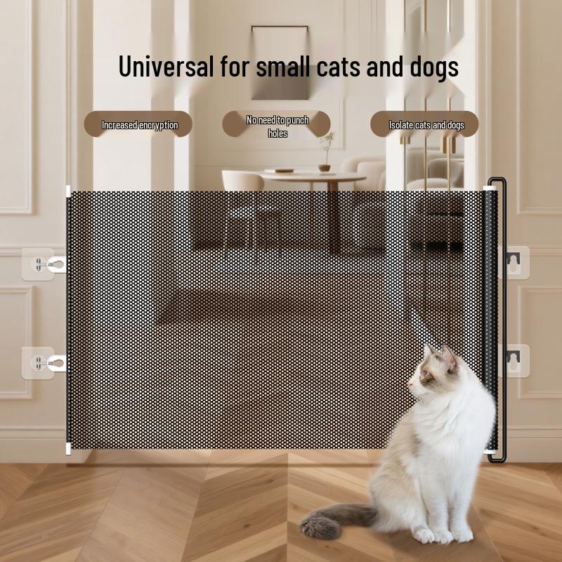 Valla Retráctil a Prueba de Gatos para Mascotas: Puerta Anti-Salto con Compuerta para Gatos para Entradas/Salidas Seguras