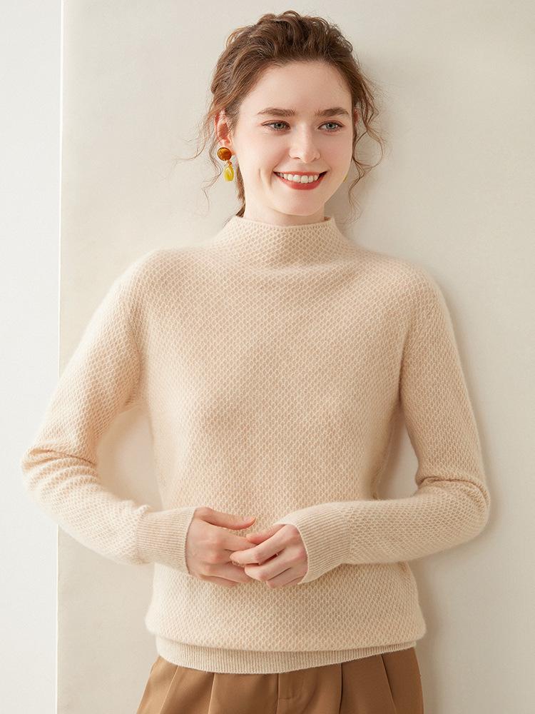 Women's Cashmere High-Neck Sweater: Warm, Comfortable, Loose Fit Knitwear for Autumn and Winter