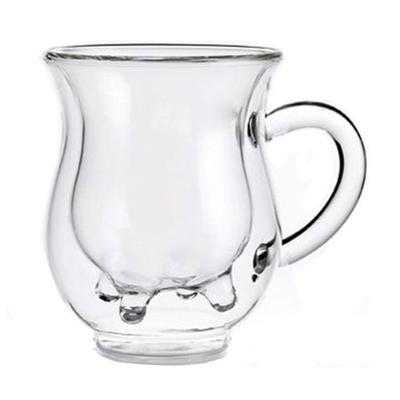 Stylis 300ml Cute Milk Mug Double Layer Heat-resistant Water Juice Coffee Glass Cup Christmas Gift