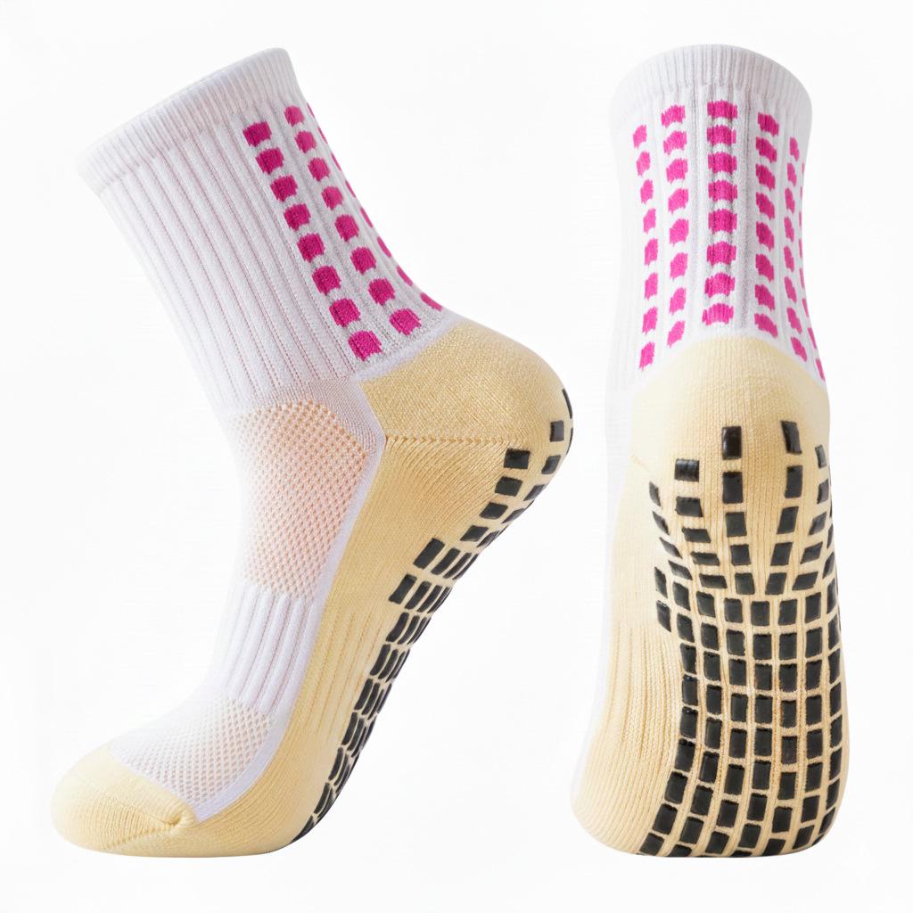 Unisex Anti-Slip Breathable Mid-Calf Football Socks with Moisture-Wicking Terry Sport Bottom