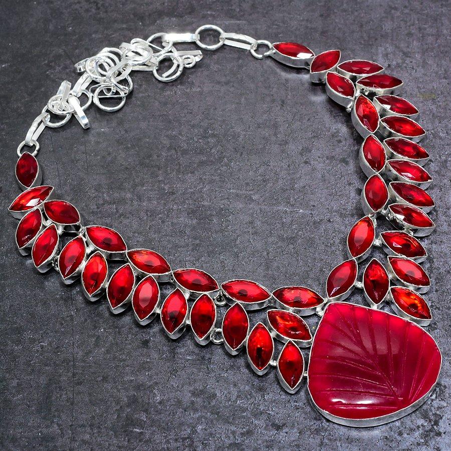 Collier En Grenat Et Argent 925 Pour Femme – Neuf Avec étiquettes, Style Chaîne