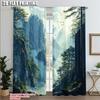 2pcs   Print Curtains 2D Print Forest and Mountain Scenery Versatile Polyester (without Rod) All Seasons Use for Bedroom &