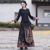 Ethnic Style Women's Embroidered Round Neck Long Sleeve Plus Size Slimming Top