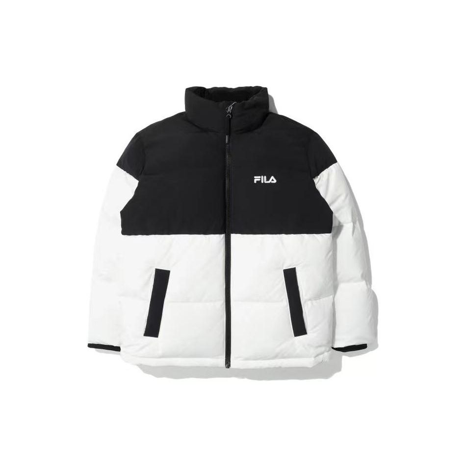 

FILA Logo Letter Print Thick Stand Collar Long Sleeve Down Jacket Unisex Outerwear Black White FS2DJD4104X-BLK L