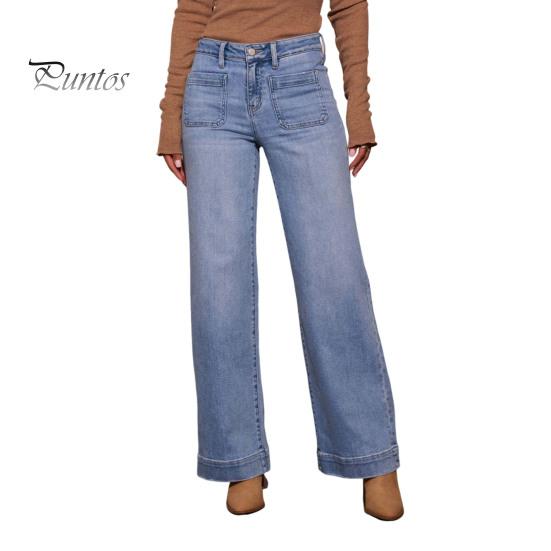 

Женские прямые джинсы с несколькими карманами, застежкой-молнией на пуговицы и высокой талией, однотонные джинсовые брюки в винтажном стиле для повседневной носки, школьные поездки на работу M светло-синий