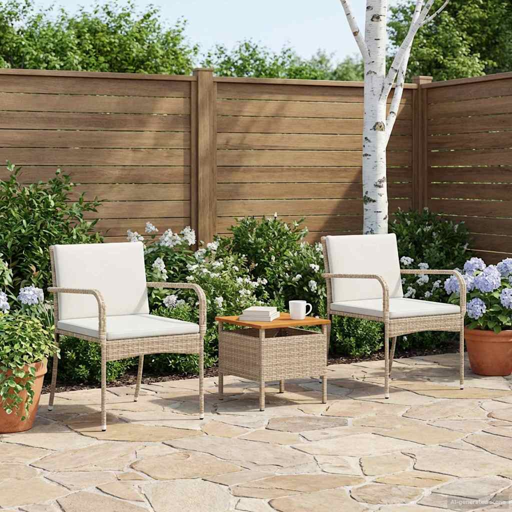 Garden Set Beige Poly Rattan