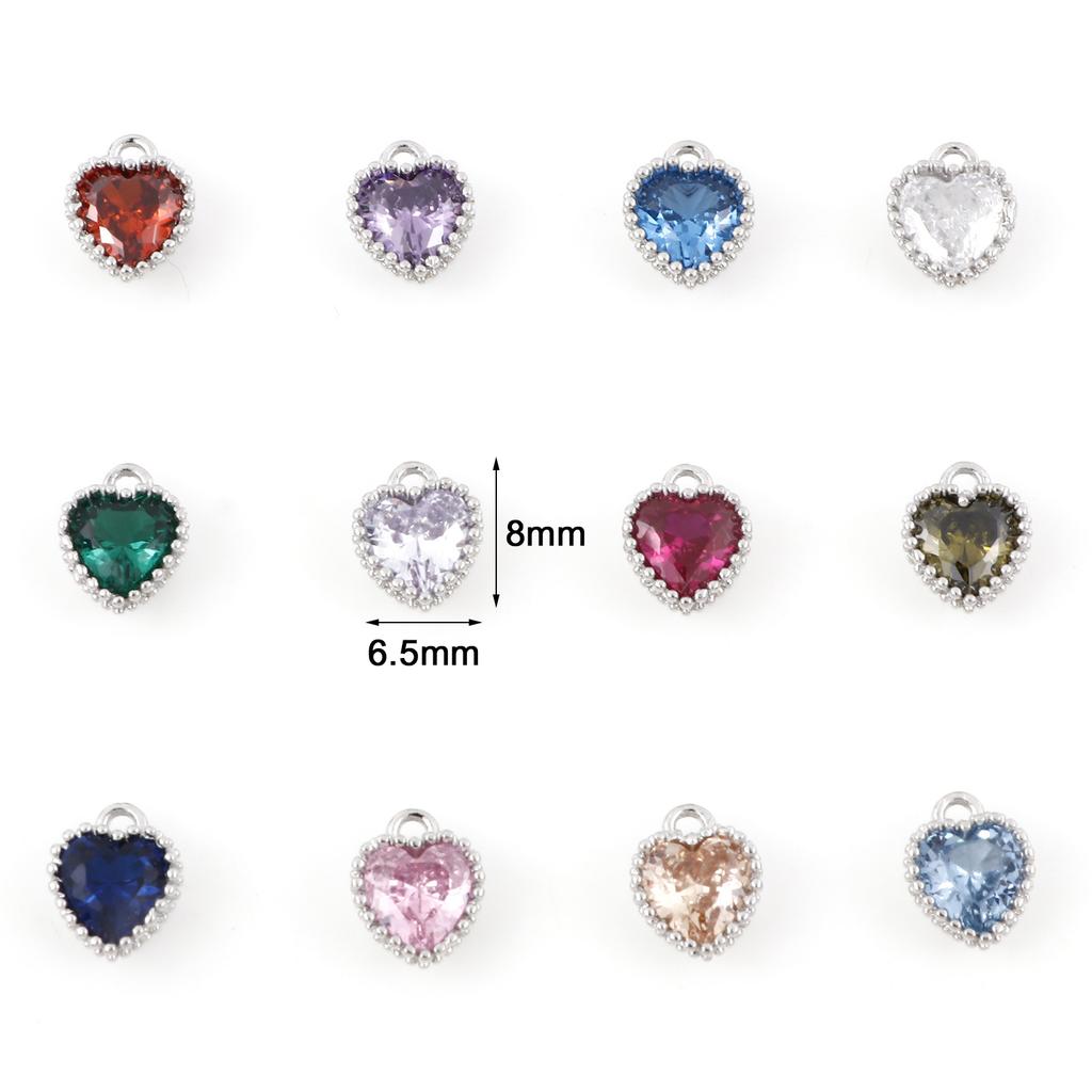 2PCs Birthstone Charms Heart Rhinestone Pendants For Necklace Bracelet Jewelry Making Diy Findings 8x6.5mm