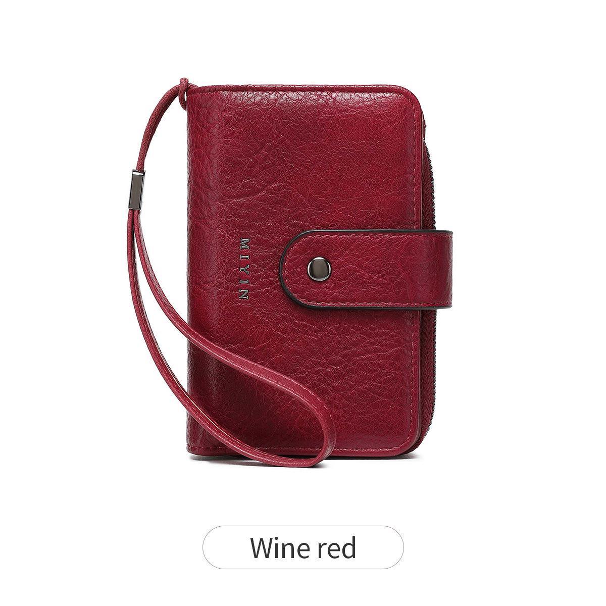 

Антимагнитный женский кошелек, многофункциональный короткий кошелек, новый ретро кошелек для мелочи на молнии. бордовый