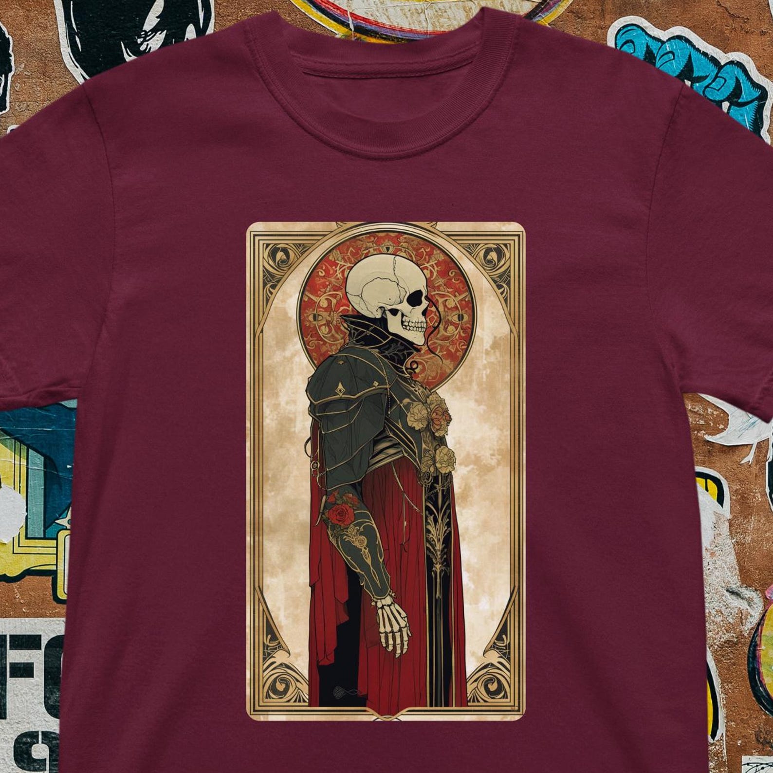 Gothic Skeleton Priest T-Shirt – Dark Occult Art Medieval Style XL