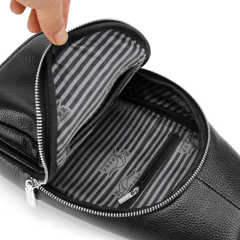 Satchi Męska Torba Crossbody ze Skóry Kangurzej na Klatkę Piersiową - Modny Casualowy Plecak ze Skóry Bydlęcej