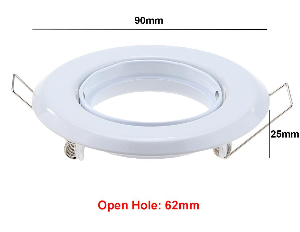 6Pcs Frame for Recessed Ceiling Spot Light with GU10 Lamp Holder Tilt Adjustable GU10 Downlight Fitting for 50mm Spotlight Bulb