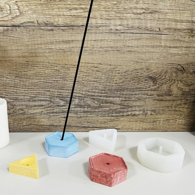 Hexagon Triangular Silicone Molds with Hole Geometric Resin Molds for Epoxy Resin, Candle, Tealight Holder, Decoration