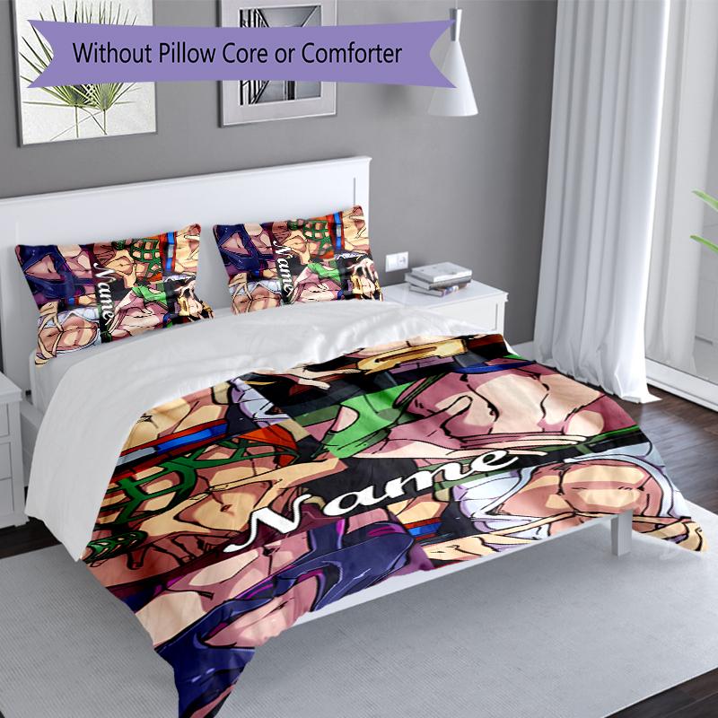 3pcs Custom Name JoJo's Bizarre Adventure Set,Includes 1 Duvet Cover and 2 Pillowcases,All-season Bedroom Decor