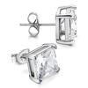 S925 Sterling Silber Ohrstecker für Frauen 4-Krallen Quadrat Zirkonia Ohrring Hochzeit Verlobung Braut Diamant Schmuck Geschenk