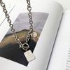 Trend Titanium Steel Square Letter Necklace Clavicle Chain Accessories Men's Long Sweater Accessories Hip Hop Ins Jewelry