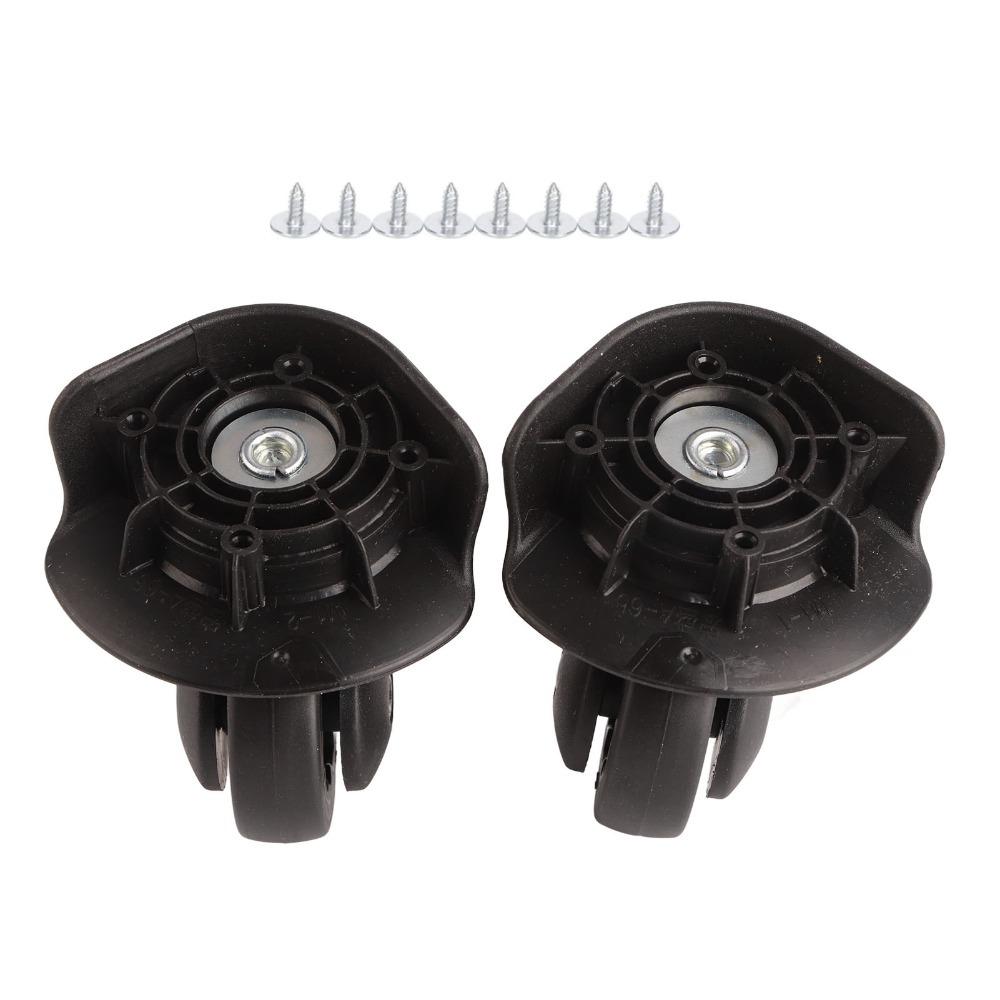 1 Pair Durable Mute Suitcase Wheels Easy Installation Black Luggage Wheels 360° Swivel Replacement Wheels Luggage Repair