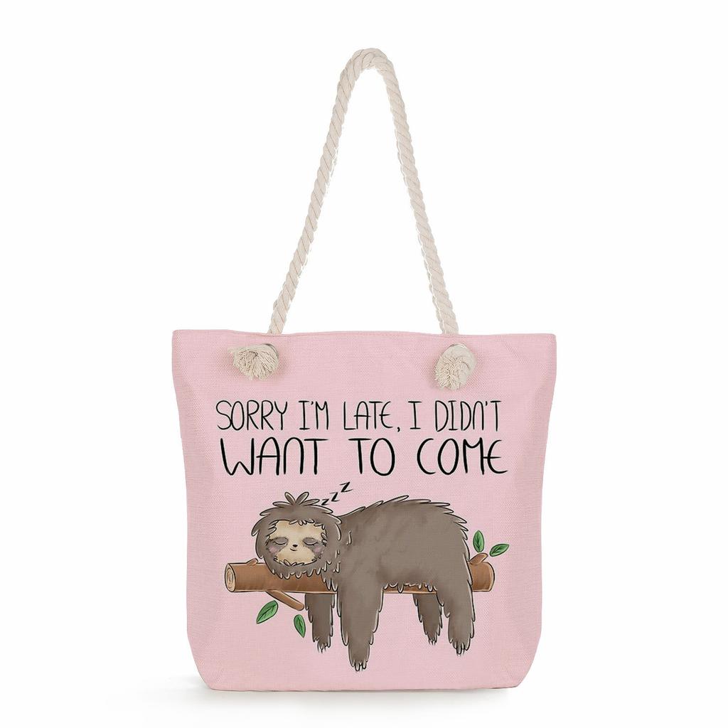 Multifunctional sloth Printed Thick Rope Shoulder Beach Bag Casual large capacity handbag 0121