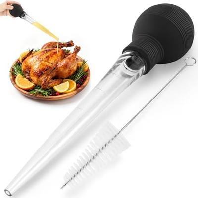 Seasoning Sauce Injection Pump Turkey Squirt Straw with Cleaning Brush for Home Kitchen BBQ Cooking Marinade Injection Dropper
