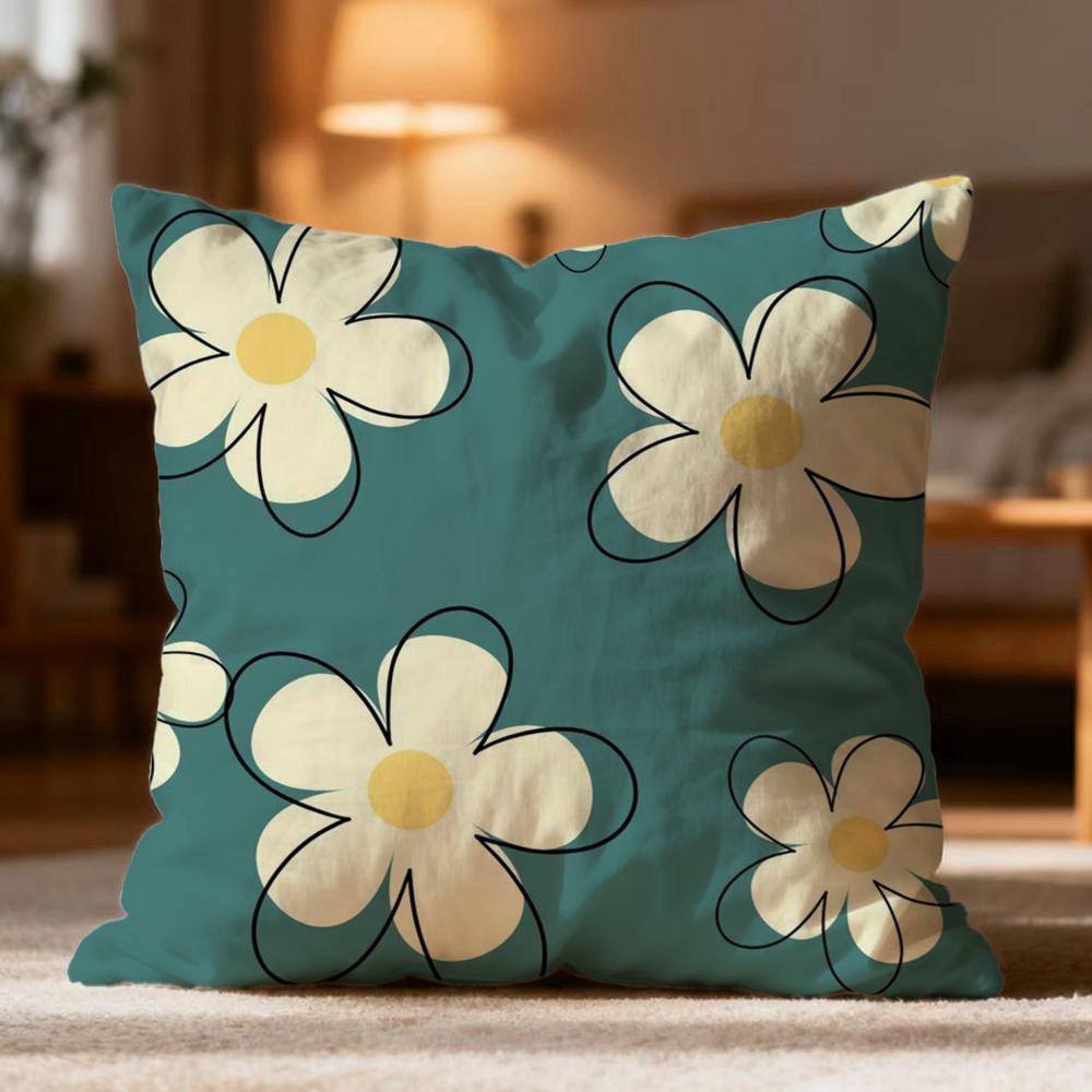 Hot Line Flowers Cushion Cover Soft Washable Pillow Case Multi-Scene for Couch Bed Travel Office Use