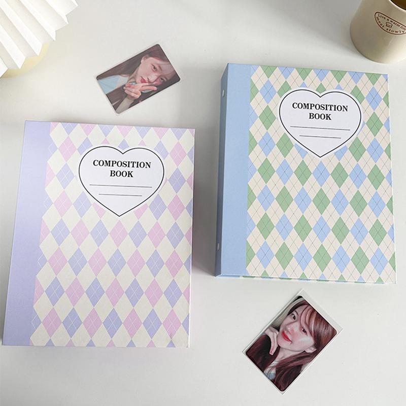 A5 Plaid Pattern Binder Cover Kpop 3 Inch Photo Card Album Idol Picture Poka Scrapbook Storage Book Replace Inner Pages Supplies
