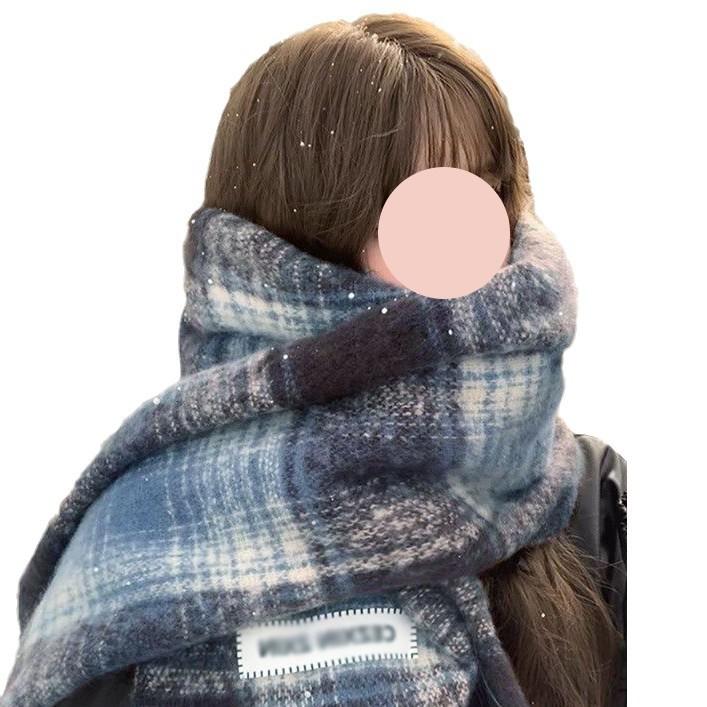 Couple Department Sea Salt Milk Coffee Plaid Scarf Female Atmosphere White Scarf Thickened Warm Versatile Student Male
