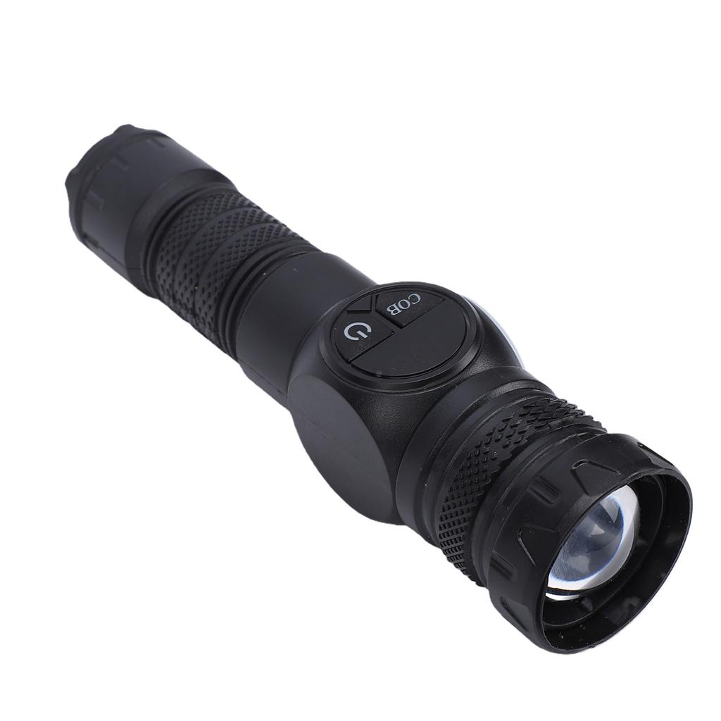 Rechargeable Flashlight High Luminous Flux Daul Light Source Telescopic Zoom Flashlight with Magnetic Base for Camping