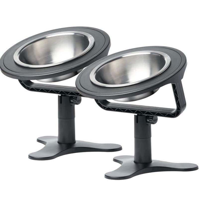 Elevated Dog Food Bowl Adjustable Height Non-slip Raised Feeding Bowl Metal Stand Double Stainless Steel Food Water Bowl