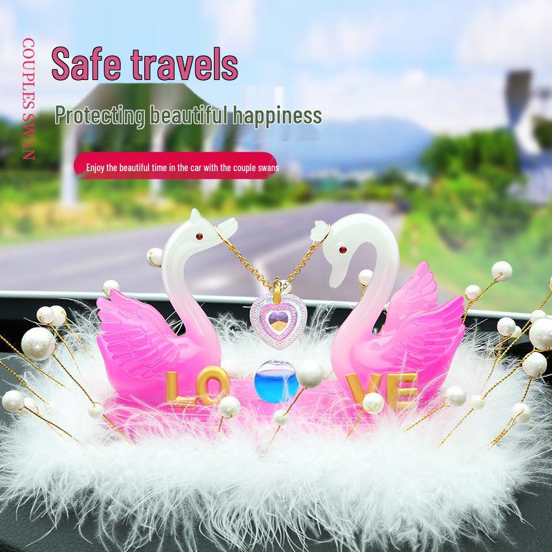 Elegance Swan Couple Car Ornaments - High-End Perfume Decor for Center Console