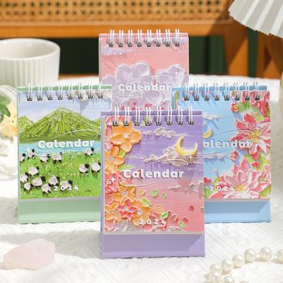 Mini Desktop Calendar Small Retro European Style Floral Calendar 2024 Lovely Portable Calendar Student/kontor Skrivbordstillbehör