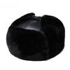 Men's Genuine Leather Ushanka Hat Russian Trapper Hat Winter Warm Thickened Bomber Cap Trooper Hat with Ear Flaps