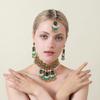Indian Bridal Jewelry Set Choker Necklace Jhumka Earrings Maang Tikka Vintage Crystal Beads Bohemian Ethnic Women Wedding Costume Accessories