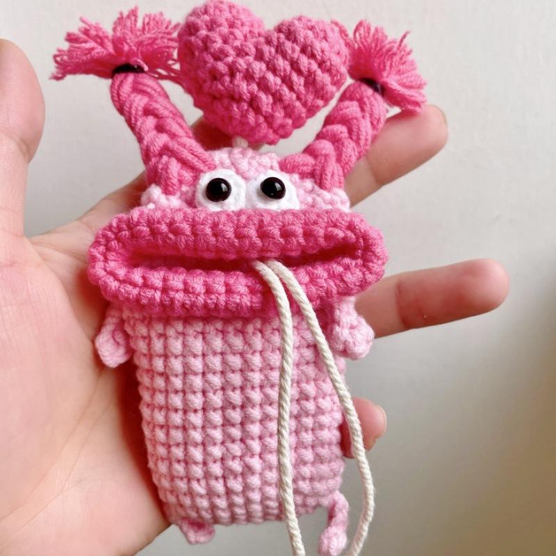 Hand-Crocheted Car Key Fob Cover, Big Mouth Key Protector, Cute Yarn Keychain for Car Keys, Unique Handmade Gift Car Key Cases