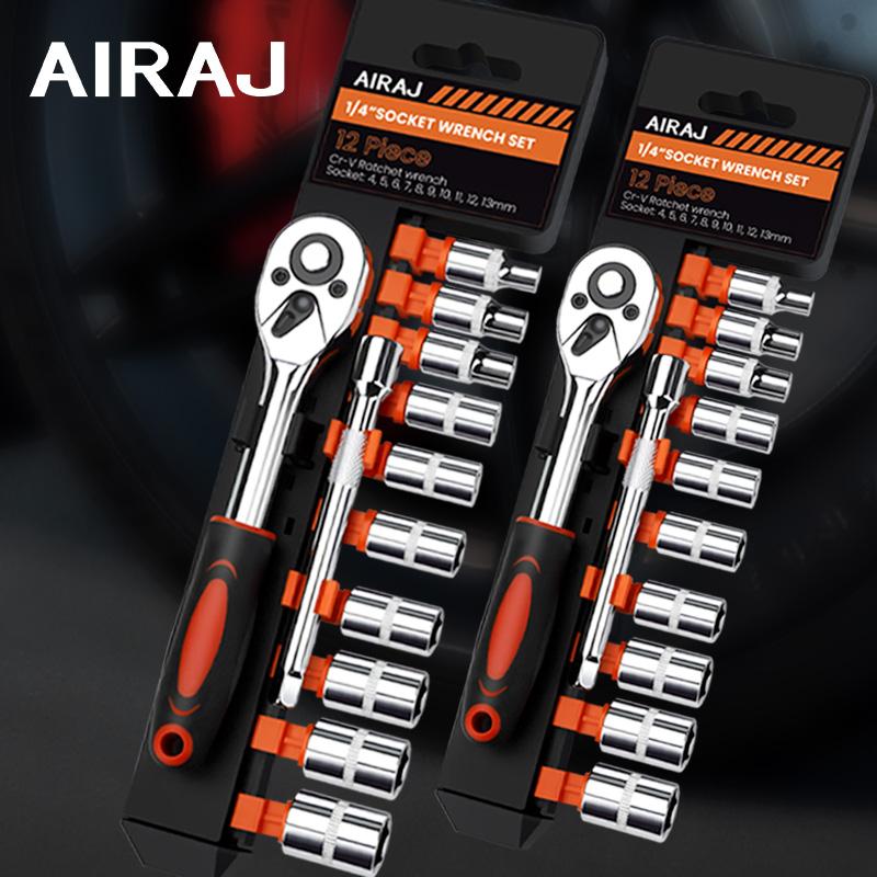 

AIRAJ 12PCS Ratchet Socket Wrench Multifunctional Wrench for Automotive Repair and Household Hardware Tools DIY Hand Tool