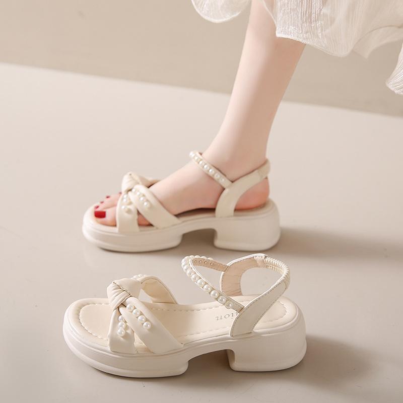 

Women s summer new versatile platform women s shoes with skirts and sandals, soft sole elastic band fashion sandals 40