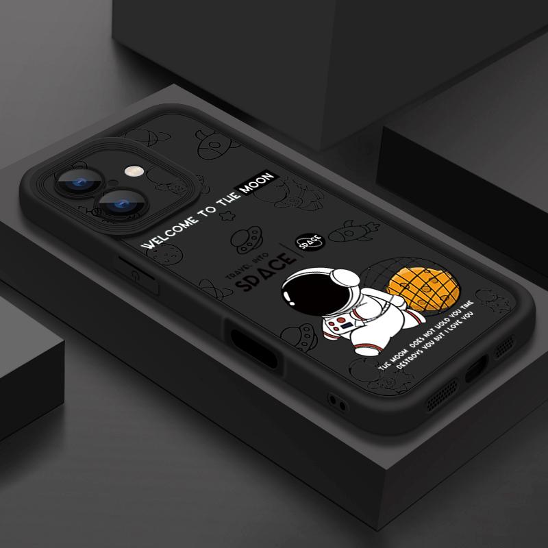 For iPhone 13 Case Cute Cartoon Moon Planet Astronaut Cover For iPhone 14 15 Pro Max 12 11 16e 17 Air Funda iPhone 16 Pro Max